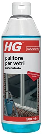 HG Limpiador para cristales, fórmula profesional concentrada para un brillo sin manchas, se puede utilizar en puertas, ventanas, ventanas y espejos, 500 ml (297050108)