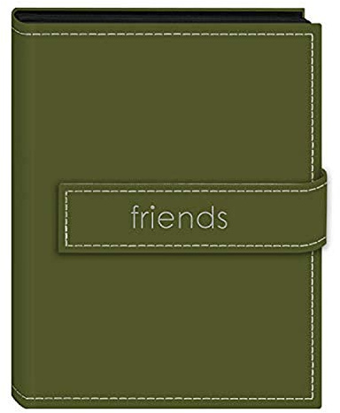 Pioneer Photo Albums 36-Pocket 4 by 6-Inch Embroidered Friends Strap Sewn Leatherette Cover Photo Album, Mini, Sage Green