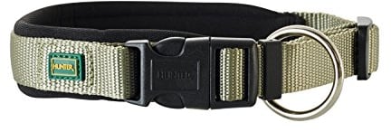 HUNTER Hundehalsung NEOPREN VARIO PLUS, Farbe: oliv/schwarz, strapazierfähiges Nylon, weiche Neoprenpolsterung, stufenlos verstellbar, mit Zugentlastung, pflegeleicht, komfortabel, Größe: L-XL/2,5