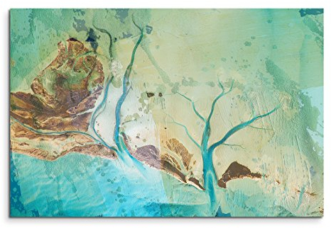 Paul Sinus Art 120x80cm Leinwandbild Leinwanddruck Kunstdruck Wandbild blau türkis braun gemalt