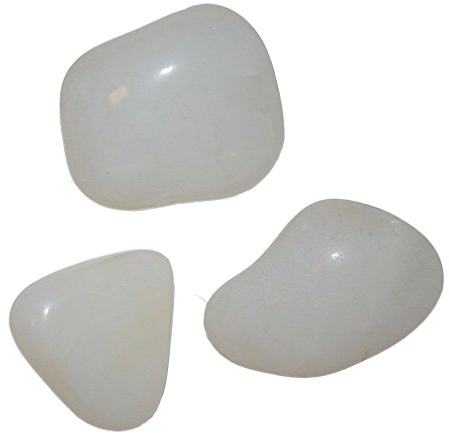 3 Stück Opal weiß - Milch Opal kleine Handschmeichler auch als Wassersteine je ca. 20-30 mm (4204)