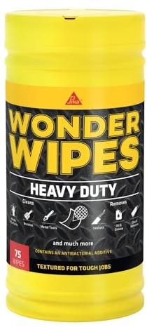 Sika Wonder Wipes Textured Heavy Duty Cleaning Wipes for the Building Trade | Specially Formulated to Clean Hands, Tools and Surfaces - 75 Wipes