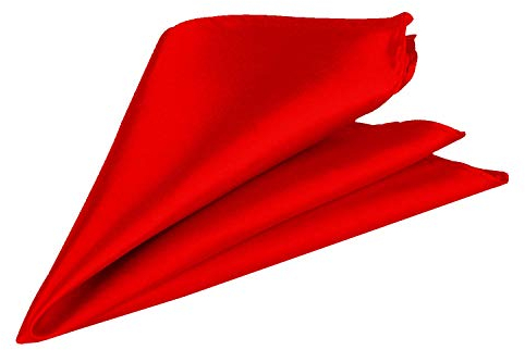 Trimming Shop Men’s Satin Pocket Square Handkerchief – Solid Colour Suit Hanky for Wedding, Groom, Prom, Party Unisex Plain Formal Wear Fashion Pocket Square, Soft Satin Dress Hanky (23cm, Red)