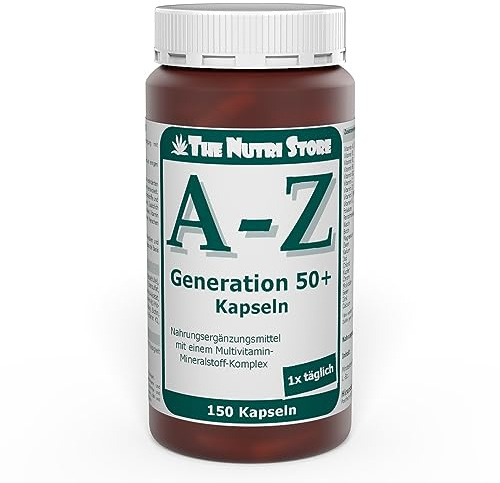 A-Z Generation 50+ Multivitamin Mineralstoff 150 Stk. - 23 Vitamine und Mineralstoffe - Immunsystem und Energiestoffwechsel - 4 Monatsvorrat - The Nutri Store - Made in Germany