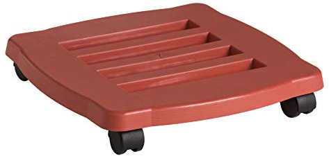 Fiskars 95125C 15-Inch Square Planter Caddy, terracotta color