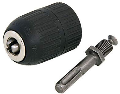 Neilsen CT1808 13mm Keyless Drill Chuck with SDS Adaptor | Plastic Housing | Female 1/2in 20 UNF | with 6x28mm 8x18mm 8x24mm for Keyless Bit Changes and SDS Drill Adaptation