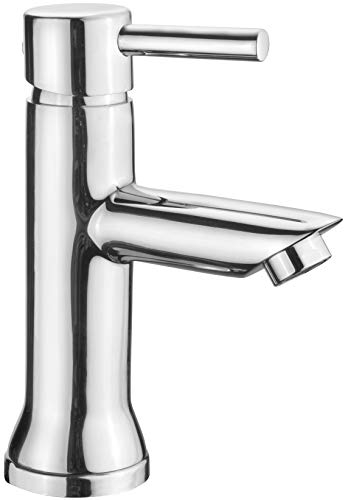 Cornat Waschtisch-Einhebelarmatur Cazin - Verchromter Messingkörper - Normale Auslaufhöhe - Mit Ablaufgarnitur / Wasserhahn fürs Bad / Waschbecken-Armatur / Badarmatur / CAZ1