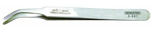 Bernstein SMD Pinzette 115 mm Form 2ab Edelstahl Winkel 30° | Rostfrei, Antimagnetisch, Säurebeständig & Reflektionsfrei | Für Elektronik & Feinmechanik