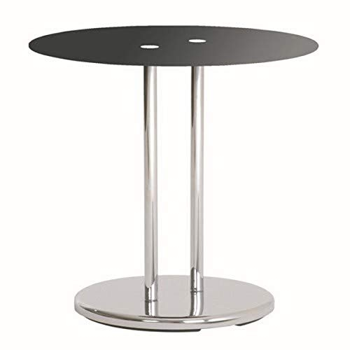 HAKU Möbel Beistelltisch Chrom, schwarz, Metall, Sicherheitsglas - Maße: H 55 cm x Ø 40 cm, Style: Modern