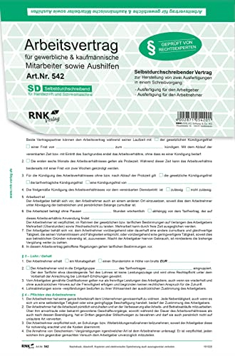 Arbeitsvertrag für gewerbliche Arbeitnehmer - SD, 2 x 2 Blatt, DIN A4, 1 Packung à 3 Stück