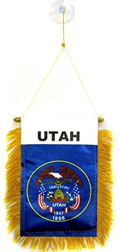 AZ FLAG - Wimpel Utah - 15x10 cm - Bundesstaat Utah Mini Flagge 10 x 15 cm - Auto Pennant Spezielle Auto