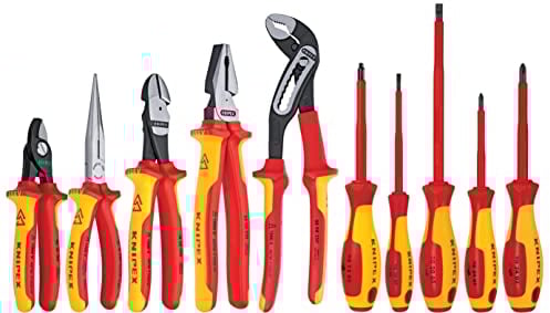 Knipex 989830US 10 -Piece 1000V Insulated Pliers, Cutters, and Screwdriver Industrial Tool Set