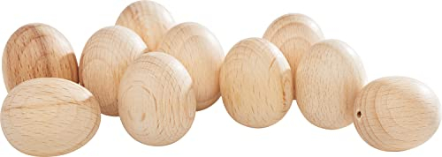 JOWE 10er-Set Holz-Eier 3x2,5cm Ostereier Ostern handbearbeitet zum Basteln Vollholz