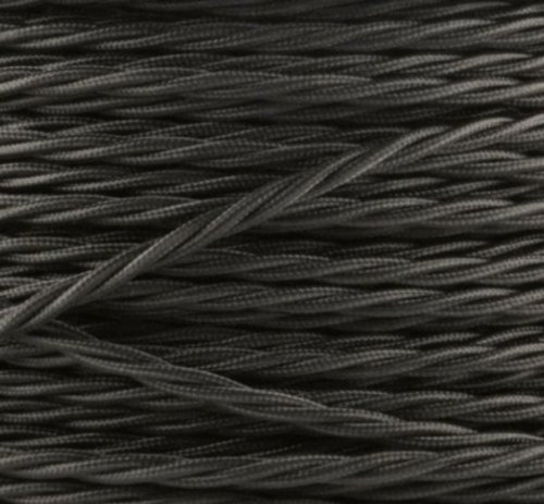 Textilkabel, Stoffkabel, Lampen Kabel Strom, 3-adrig, 3x1,5mm², GWH-Schwarz