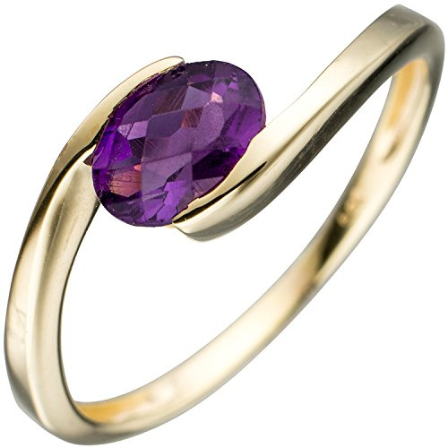 Jobo Damen-Ring aus 8 Karat 333 Gold mit Amethyst Größe 50