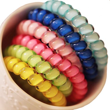 Miya® 6er Set top Qualität, super schön Bonbons Farbe, Bund elastisch Telefonkabel Haargummi, Kunststoff-Spirale, Telefonhaargummi, Haarschmuck, Armband