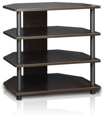 Furinno TV-Schrank mit 4 Ablageflächen, holz, Espresso/Schwarz, 37.08 x 37.08 x 58.93 cm