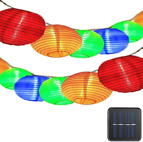 KINGCOO Solar Outdoor Lichterkette, Wasserfest LEDs Lampions Laterne Solarbetrieben Lichterkette Weihnachten Außen Dekoration für Garten, Terrasse, Hof, Haus, Weihnachtsbaum, Feiern (Bunt)
