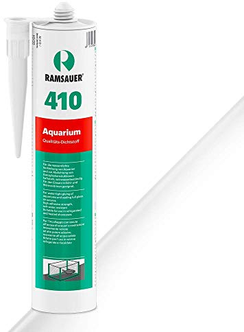 RAMSAUER 410 Aquarium (Transparent) - 310ml Kartusche, Silikon Dichtstoff, Verklebung & Abdichtung von Aquarien, Terrarien & Ganzglas-Konstruktionen, Fliesen, salzwasserbeständig, haftet unter Wasser