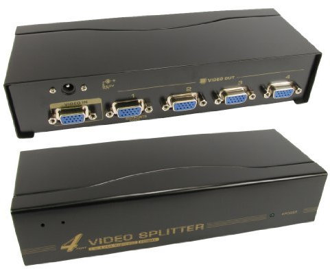 CDL Micro 4 Port Way SVGA VGA Splitter Box Boosts Signal too - BLACK