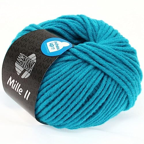 LANA GROSSA Mille II | Strapazierfähiges Mischgarn mit Merinowolle, waschmaschinenfest | Handstrickgarn aus 50% Schurwolle & 50% Acryl | 50g Wolle zum Stricken & Häkeln | 55m Garn FB62