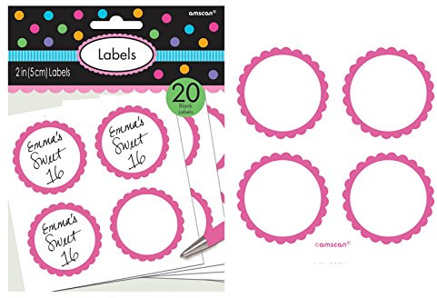 Amscan Personalisierbare Sticker 20er Pack pink
