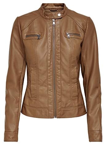 Only Onlbandit Faux Leather Biker Otw Noos, Giacca Donna, Marrone (Cognac), 34