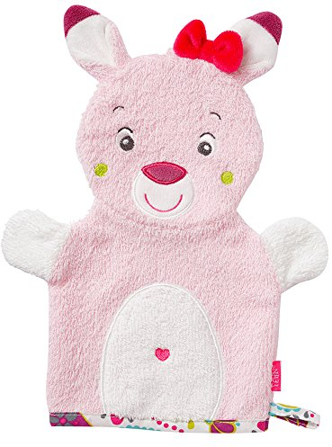Fehn Waschlappen Rehkitz - Waschhandschuh mit Tiermotiv - Badewannenspielzeug für fröhlichen Badespaß - Babywaschlappen für die Badewanne - weicher Handtuchfrottee für Babys und Kinder ab 0+ Monaten