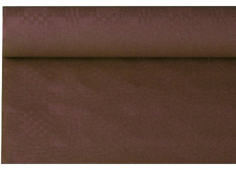 6 Papiertischtuch mit Damastprägung 8x1,2m braun (84612)