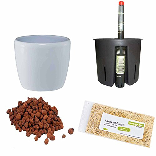 Hydrokultur Sets Happy-Nature Set5 Blumentopf Venus weiß 13/12 Ø 16cm H 14cm+KT+WA+BT+HD50