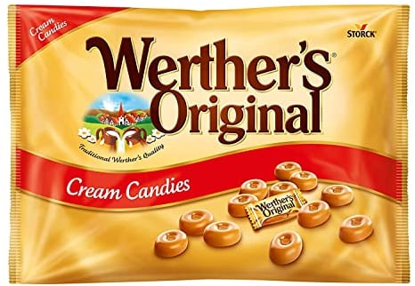 Werther's Original Cream Candies (1 kg), caramelos duros clásicos de mantequilla y nata fresca, toffees dulces y cremosos, caramelo sin gluten con sabor a crema