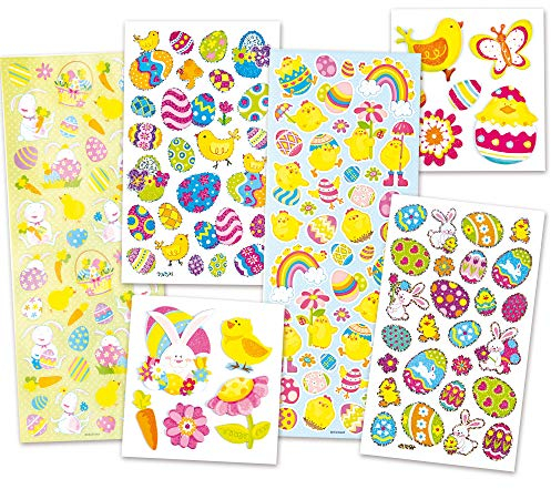 Baker Ross Vorteilspackung Aufkleber zu Ostern - Osterhase Osterei Küken - Sticker Set für Kinder (1Stück)
