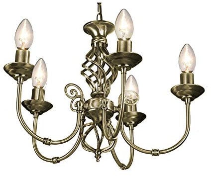 5 Light Antique Brass Classic Knot Twist Chandelier Ceiling Light Fitting