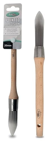 Axus Decor Pointed Precision Paint Brush (Grey Color) - 20mm - For All Sash Windows, Architraves & Mouldings, Smooth Finish, Eco-friendly Bamboo Handles, Anti-Rust Stainless Steel, Synthetic Filaments