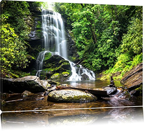 Pixxprint Wunderschöner tropischer Wasserfall, Größe: 100x70cm, Leinwandbild, fertig gespannt, Wandbild, Dekoration, Kunstdruck, kein Poster