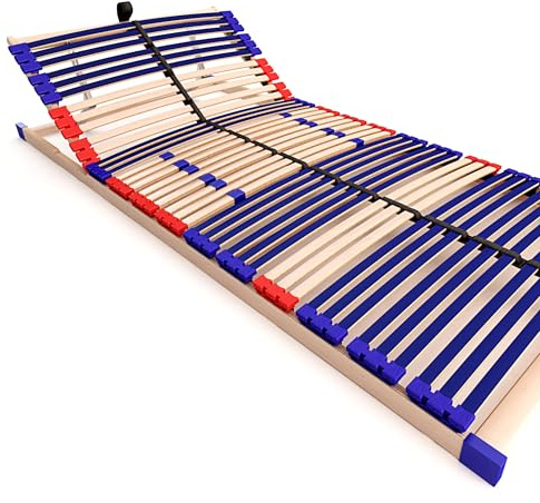 stabiler Lattenrost 100% BUCHE Lattenrahmen - Kopfteil verstellbar - SCHULTERFRÄSUNG, 7 Zonen, 42 Federleisten, Härte-Regulierung, Mittelgurt - SLEEP BEST 42® VARIO unmontiert (110x190cm)