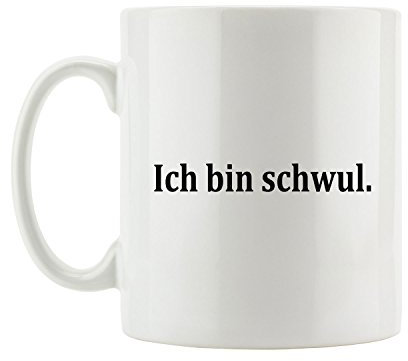 Pixxprint Ich Bin schwul. Gay MännerliebeFun Party Clubwear USA Tasse, ca. 300ml Fassungsvermögen, Keramik Weiß, Spülmaschinenfest