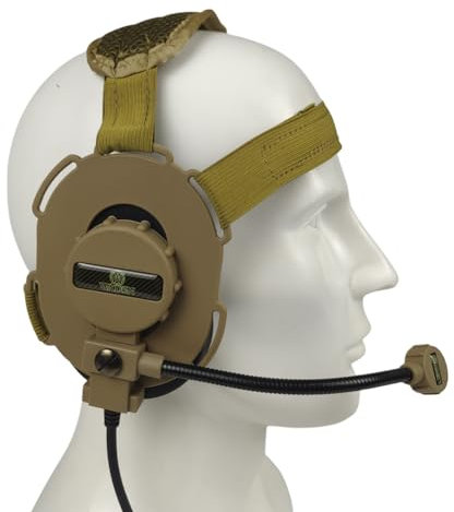 ATAIRSOFT WZ029 Mikrofon Headset Bowman Evo III Double Side Tactical Headset Adapter Militär Airsoft Jagd Mikrofon Radio DE mit Gurt