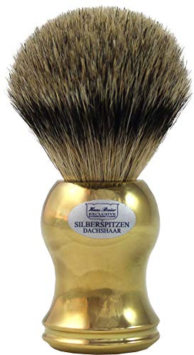 Hans Baier Exclusive Dachshaar Silberspitz Rasierpinsel Gold