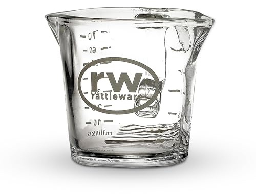 Rattleware 3oz Espresso Shot Glass Pitcher with Double Spout, Measuring Cup