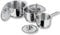 Vinod Tuscany Stainless Steel Cookware Combo Set of 3 with Glass Lid, Saucepan 14cm, Casserole16 cm, 18 cm Diameter 5mm Thick, Extra Deep Induction Base
