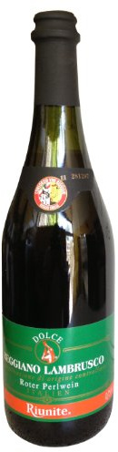 Lambrusco rosso dolce Riunite grünes Etikett DOC 0,75 L - Roter Süßer Perlwein 7,5% Vol. aus Italien