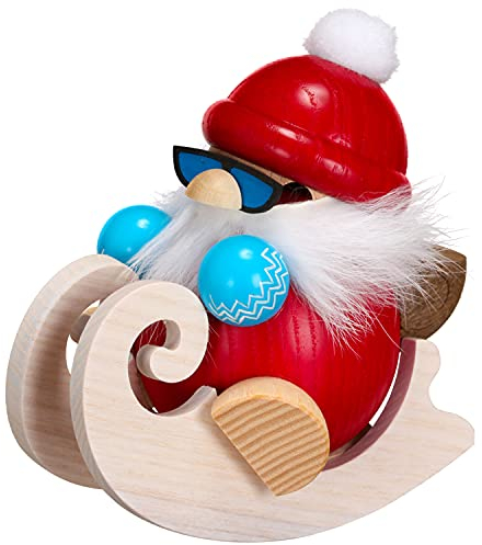Seiffener Volkskunst | Kugelräucherfigur | Nikolaus 12 cm | Räuchermann | Räuchermännchen aus Seiffen | 19165 | fährt Schlitten