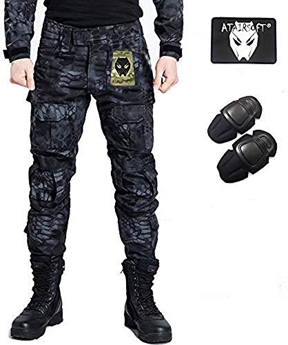 Pantaloni Shooting BDU militari da combattimento con ginocchiere Typhon Kryptek TYP per Airsoft Paintball., Typhon Kryptek, S