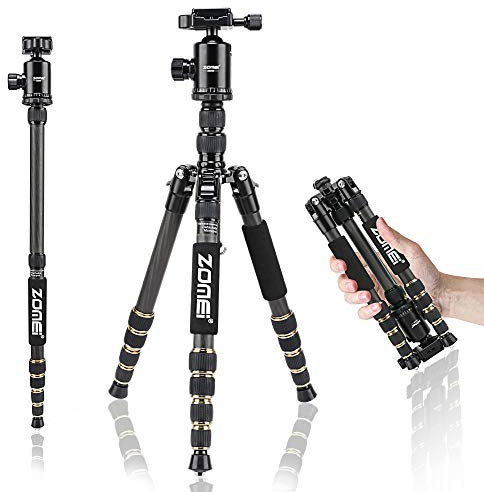 ZOMEI Z699C Carbon Fiber Portable Tripod with Ball Head Compact Travel for Canon,Sony, Nikon, Samsung, Panasonic, Olympus, Kodak, Fuji, Cameras and Video Camera