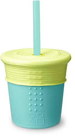Silikids siliskin Silikon Strohbecher - Teal/lime