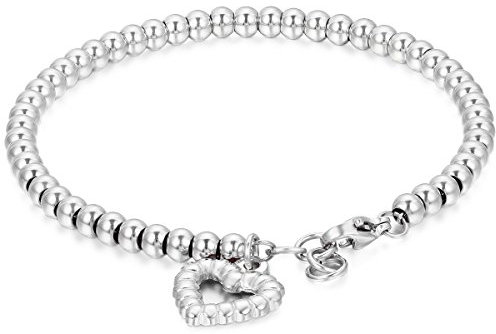 JewelryWe Bracciale Cuore da Donna Ragazza: con Pendente Ciondolo in Acciaio Inossidabile Colore Argento