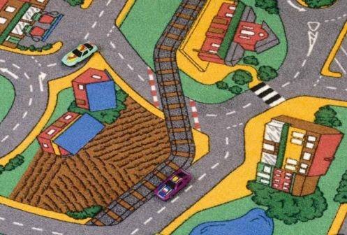 Kinder Straßenteppich / Spielteppich Stadt 95 x 200cm