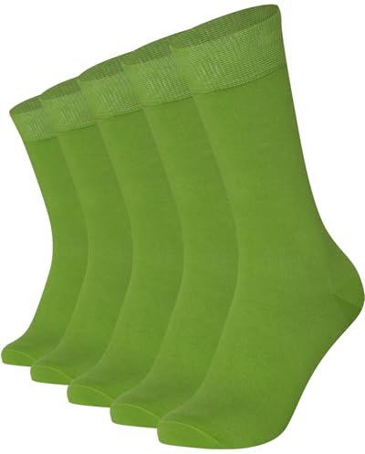 Mysocks para hombres y mujeres Paquete de 5 pares de calcetines de color liso peinados de algodón verde lima