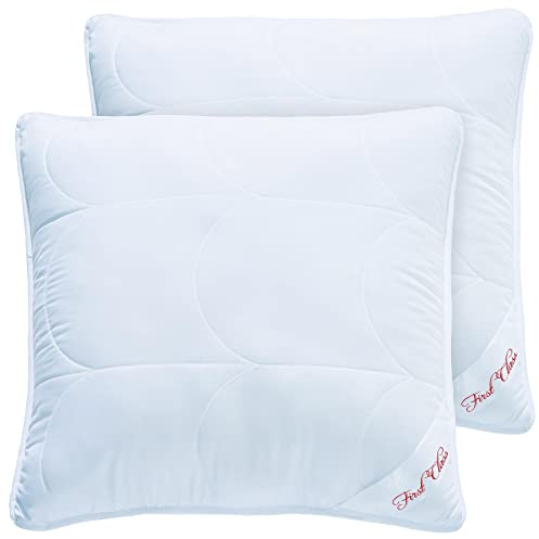 CelinaTex First Class Kopfkissen 2er Set 80 x 80 cm Mikrofaser Kissen Hohlfaser Nackenkissen atmungsaktiv Kochfest